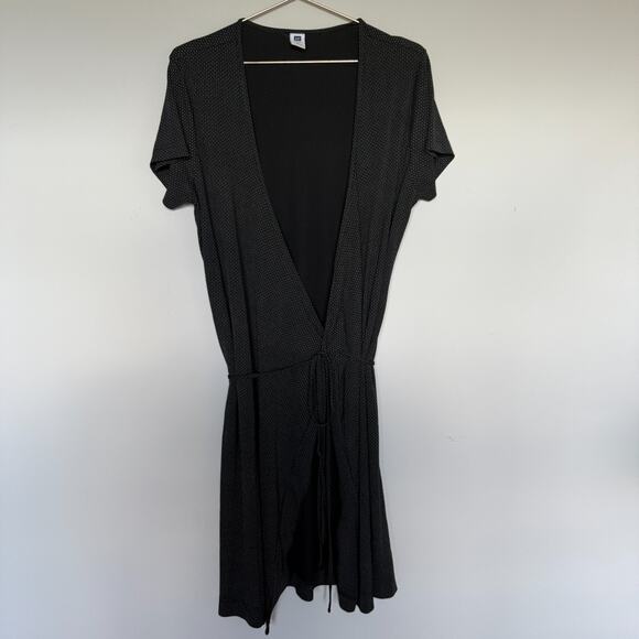 Vintage Gap Womens Wrap Dress XL Black Waist Tie Short Sleeve Geometric Casual - Picture 2 of 6